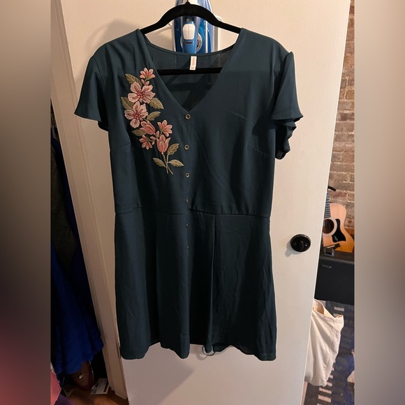 Target Xhilaration Turquoise Dress with embroidered flowers. - Picture 2 of 3